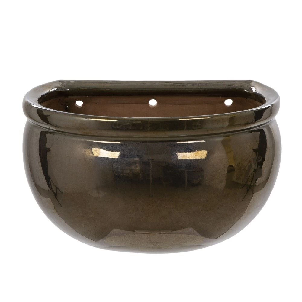 Woodlodge 26cm Bronze Glazed Blossom Wall Pot 3 Woodlodge 26cm Bronze Glazed Blossom Wall Pot