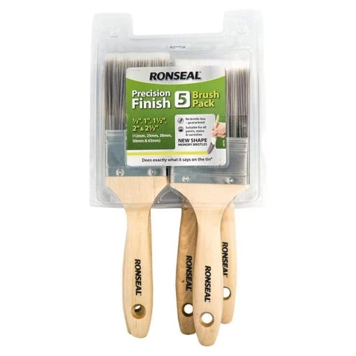 Ronseal Pack Of 5 Precision Finish Paint Brushes -Garden Care Sale 5010214870752