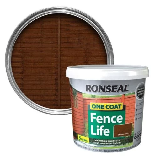 Ronseal 5 Litre Medium Oak Fence Life Paint -Garden Care Sale 5010214876228