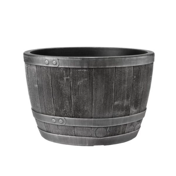Stewarts 61cm Pewter Effect Blenheim Half Barrel Planter 3 Stewarts 61cm Pewter Effect Blenheim Half Barrel Planter