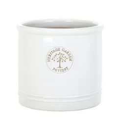 Woodlodge 38cm White / Cream Glazed Heritage Cylinder Pot -Garden Care Sale 5021346500646 3