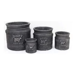 Woodlodge 38cm Black Wash Milk Churn Pot