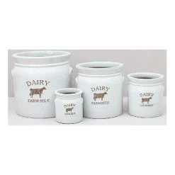 Woodlodge 23cm White Wash Dairy Milk Churn Pot