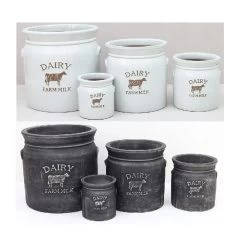 Woodlodge 23cm White Wash Dairy Milk Churn Pot -Garden Care Sale 5021346525953